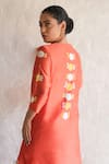 Buy_Saksham & Neharicka_Rust Cotton, Silk Applique V-neck Orange Kurta Set _Online_at_Aza_Fashions