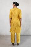 Shop_Saksham & Neharicka_Yellow Cotton, Silk Embroidery, Applique V-neck Ochre Kurta Set _at_Aza_Fashions