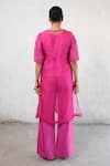 Shop_Saksham & Neharicka_Pink Organza, Cotton, V-neck Michelle Kurta Set _at_Aza_Fashions