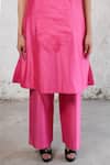 Saksham & Neharicka_Pink Cotton, Silk Embroidery Round Neck Hand Kurta Set _at_Aza_Fashions
