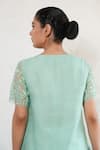 Saksham & Neharicka_Mint Organza, Cotton, Embroidery Round Neck Green Hand Kurta Set _Online_at_Aza_Fashions