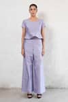 Buy_Saksham & Neharicka_Purple Brocade Embroidery Round Neck Hand Co-ord Set _at_Aza_Fashions