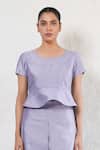 Saksham & Neharicka_Purple Brocade Embroidery Round Neck Hand Co-ord Set _Online_at_Aza_Fashions
