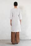 Shop_Saksham & Neharicka_White Linen Round Neck Designer Kurta _at_Aza_Fashions