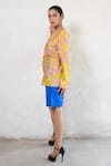 Saksham & Neharicka_Yellow Cotton, Silk Sequins Round Neck Hand Embroidered Shirt _Online_at_Aza_Fashions