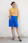 Shop_Saksham & Neharicka_Yellow Cotton, Silk Sequins Round Neck Hand Embroidered Shirt _at_Aza_Fashions