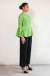 Saksham & Neharicka_Green Cotton, Silk Sequins V-neck Hand Embroidered Top _Online_at_Aza_Fashions
