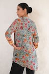 Buy_Saksham & Neharicka_Gray Georgette Sequins Mandarin Collar Hand Embroidered Grey Shirt _Online_at_Aza_Fashions