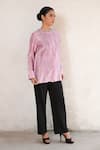 Saksham & Neharicka_Purple Cotton, Silk Embroidery Collared Hand Shirt _Online_at_Aza_Fashions