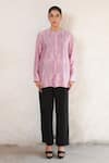 Buy_Saksham & Neharicka_Purple Cotton, Silk Embroidery Collared Hand Shirt _Online_at_Aza_Fashions