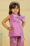 Pankhuri By Priyanka_Purple Modal, Satin Bandhani Top And Palazzo Set _Online_at_Aza_Fashions