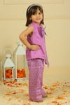 Shop_Pankhuri By Priyanka_Purple Modal, Satin Bandhani Top And Palazzo Set _Online_at_Aza_Fashions