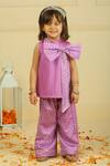 Pankhuri By Priyanka_Purple Modal, Satin Bandhani Top And Palazzo Set _at_Aza_Fashions