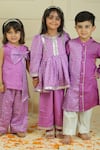 Shop_Pankhuri By Priyanka_Purple Modal, Satin Bandhani Top And Palazzo Set 