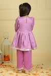 Shop_Pankhuri By Priyanka_Purple Modal, Satin Embroidery Bandhani Peplum Top With Straight Pant _at_Aza_Fashions