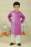 Buy_Pankhuri By Priyanka_Purple Modal, Satin Bandhani Kurta And Pyjama Set _at_Aza_Fashions