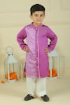 Shop_Pankhuri By Priyanka_Purple Modal, Satin Bandhani Kurta And Pyjama Set _Online_at_Aza_Fashions