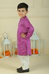 Pankhuri By Priyanka_Purple Modal, Satin Bandhani Kurta And Pyjama Set _at_Aza_Fashions