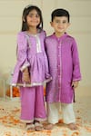 Shop_Pankhuri By Priyanka_Purple Modal, Satin Bandhani Kurta And Pyjama Set 