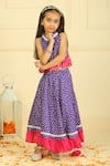 Shop_Pankhuri By Priyanka_Purple Modal, Satin Polka Dot Lehenga Blouse Set _Online_at_Aza_Fashions