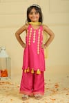 Buy_Pankhuri By Priyanka_Pink Chanderi Tassels Rani Halter Tunic And Straight Pants Set _at_Aza_Fashions