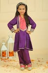 Buy_Pankhuri By Priyanka_Purple Modal, Satin Lace Embellished Kurta Set _at_Aza_Fashions