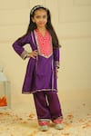 Buy_Pankhuri By Priyanka_Purple Modal, Satin Lace Embellished Kurta Set _Online_at_Aza_Fashions