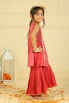 Buy_Pankhuri By Priyanka_Red Modal, Satin Sequins Bandhani Gharara Set _Online_at_Aza_Fashions