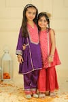 Buy_Pankhuri By Priyanka_Red Modal, Satin Sequins Bandhani Gharara Set 