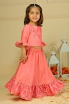 Pankhuri By Priyanka_Pink Chanderi Embroidery Light Lehenga Set _Online_at_Aza_Fashions