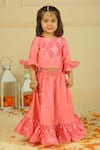 Buy_Pankhuri By Priyanka_Pink Chanderi Embroidery Light Lehenga Set _Online_at_Aza_Fashions