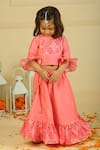 Shop_Pankhuri By Priyanka_Pink Chanderi Embroidery Light Lehenga Set _Online_at_Aza_Fashions