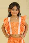 Pankhuri By Priyanka_Orange Cotton Embroidery Ruffled Top And Skirt Set _Online_at_Aza_Fashions