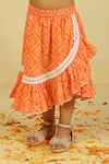 Pankhuri By Priyanka_Orange Cotton Embroidery Ruffled Top And Skirt Set _at_Aza_Fashions