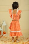 Shop_Pankhuri By Priyanka_Orange Cotton Embroidery Ruffled Top And Skirt Set _at_Aza_Fashions