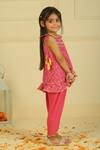 Shop_Pankhuri By Priyanka_Pink Cotton Aline Ruffle Tunic And Dhoti Set _Online_at_Aza_Fashions