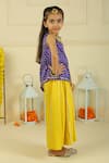 Buy_Pankhuri By Priyanka_Purple Modal, Satin Bandhani Top And Palazzo Set _Online_at_Aza_Fashions