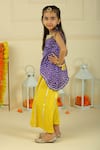 Shop_Pankhuri By Priyanka_Purple Modal, Satin Bandhani Top And Palazzo Set _at_Aza_Fashions
