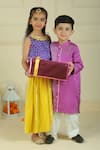Shop_Pankhuri By Priyanka_Purple Modal, Satin Bandhani Top And Palazzo Set _Online_at_Aza_Fashions