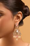Nazaakat By Samara Singh_Pink Zari Kundan Brass Earrings _Online_at_Aza_Fashions