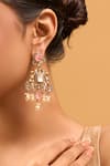 Buy_Nazaakat By Samara Singh_Pink Zari Kundan Brass Earrings _Online_at_Aza_Fashions