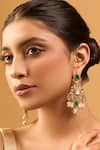 Buy_Nazaakat By Samara Singh_Green Zari Kundan Brass Earrings _at_Aza_Fashions