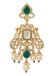Nazaakat By Samara Singh_Green Zari Kundan Brass Earrings _at_Aza_Fashions