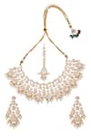 Shop Nazaakat By Samara Singh Cream Zari Kundan Jewelry Set In And Pink at Aza Fashions Shop_Nazaakat By Samara Singh_Cream Zari Kundan Jewelry Set In And Pink _at_Aza_Fashions