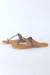 Shop_Sandalwali_Gray Gunmetal And Tan Leather Sandals _at_Aza_Fashions