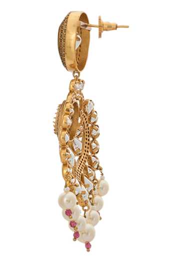 Buy_Nazaakat By Samara Singh_Pink Zari Kundan Ruby Jewelry Set 