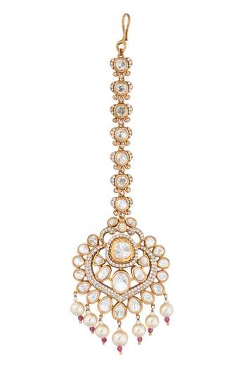 Nazaakat By Samara Singh_Pink Zari Kundan Ruby Jewelry Set _Online