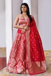 Buy_Naaritva India_Fuchsia Silk Zari Handwoven Lehenga Set _at_Aza_Fashions