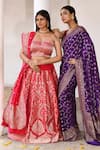 Naaritva India_Fuchsia Silk Zari Handwoven Lehenga Set _at_Aza_Fashions