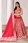 Naaritva India_Fuchsia Silk Zari Handwoven Lehenga Set _Online_at_Aza_Fashions